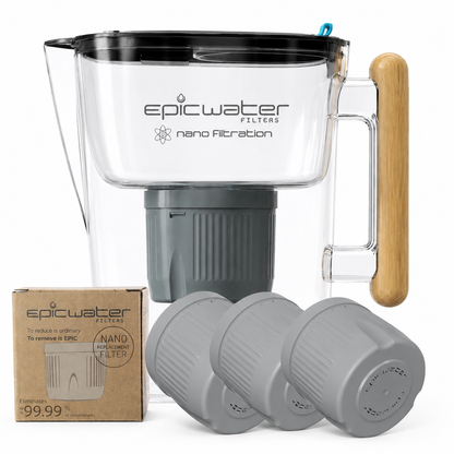 Nano Pitcher with Bamboo Handle | Removes Bacteria & PFAS