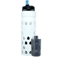 The Escape | Glass Water Bottle with Filter in White
